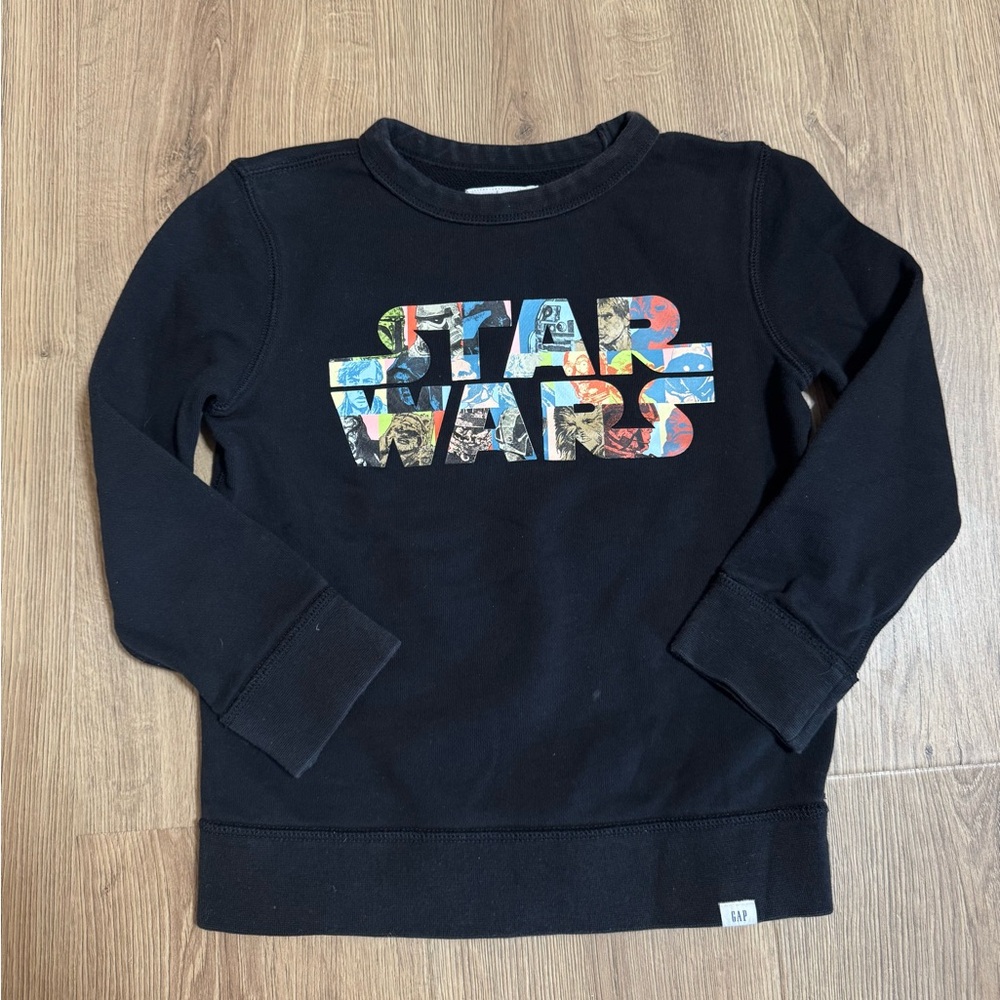 Gap X Star Wars Kids Crewneck Sweatshirt Size 6-7 Longsleeve Black Pullover